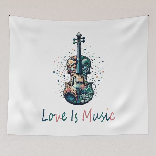Item preview, Love Is Music: Artistic Violin Design with Colorful Abstract Patterns designed and sold by FarBeyound.