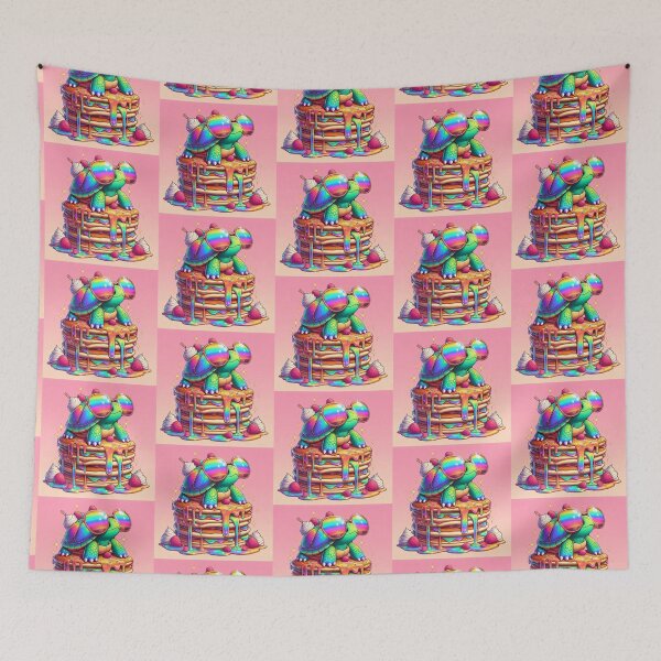Item preview, Tortoise on pancakes holographic coloring kawaii themed designed and sold by SaraDatCool.