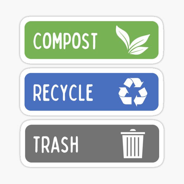 Item preview, Compost Recycle Trash Stickers Labels - Eco Trash Can Stickers designed and sold by Sophie’s Tees.