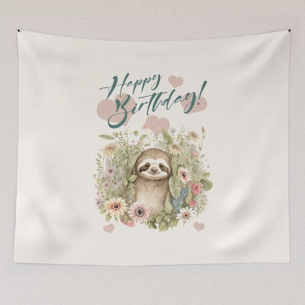Item preview, Happy Birthday Greeting Cards - Watercolor Sloth designed and sold by InkyGenies.