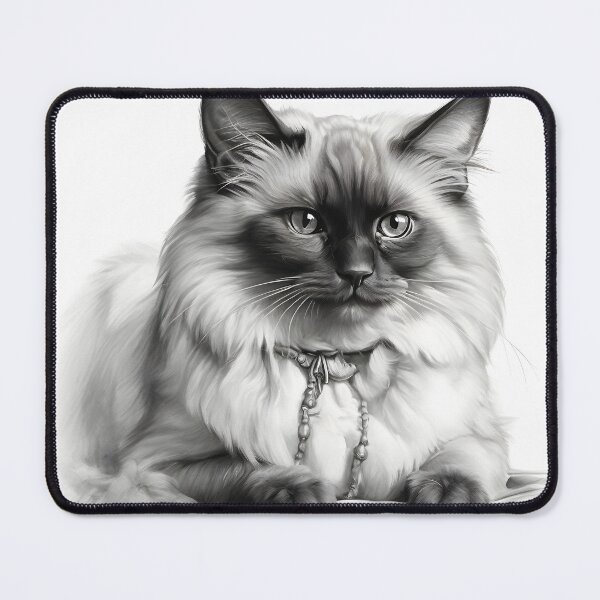Item preview, Black and White Birman Cat Pencil Drawing designed and sold by Pencil-Art.