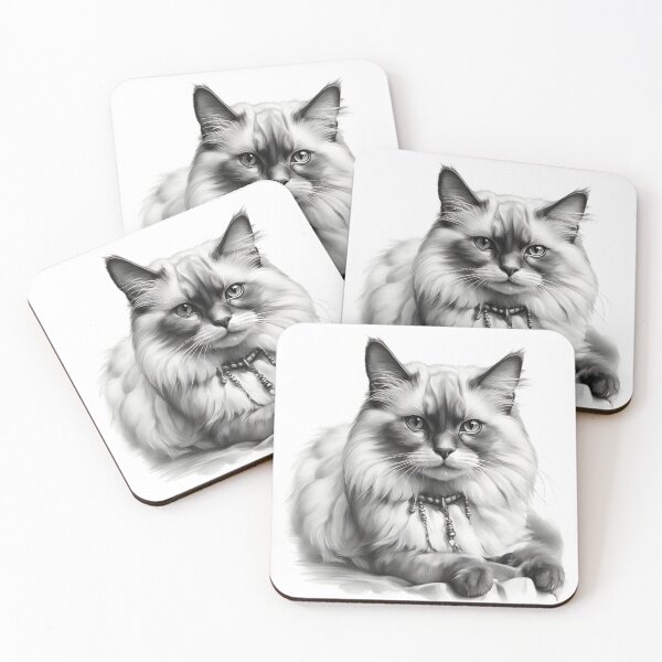 Item preview, Black and White Birman Cat Pencil Drawing designed and sold by Pencil-Art.