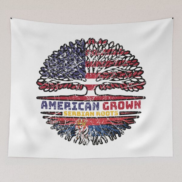 Item preview, Serbian Serbia US American USA United States Tree Roots Flag designed and sold by FlagX.