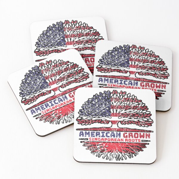 Aperçu de l'œuvre Singapour Singapourien US American USA United States Arbre Racines Drapeau créée et vendue par FlagX.