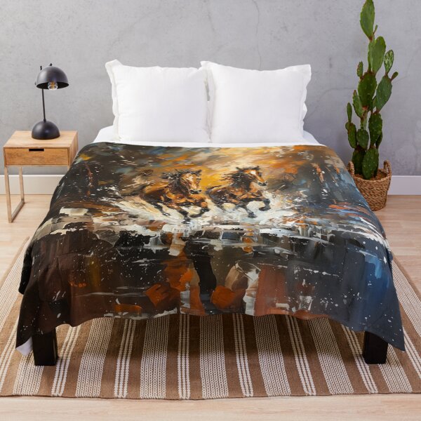 Item preview, Wild Galloping Horses Through Water in Brown tones designed and sold by No1Equestrian.