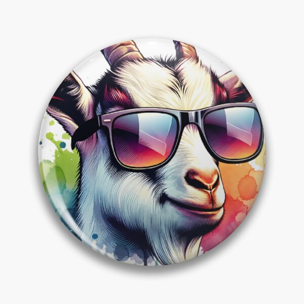 Item preview, Watercolor Goat Wearing Sunglasses designed and sold by TheAnimalZ00.