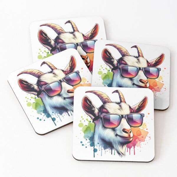 Item preview, Watercolor Goat Wearing Sunglasses designed and sold by TheAnimalZ00.