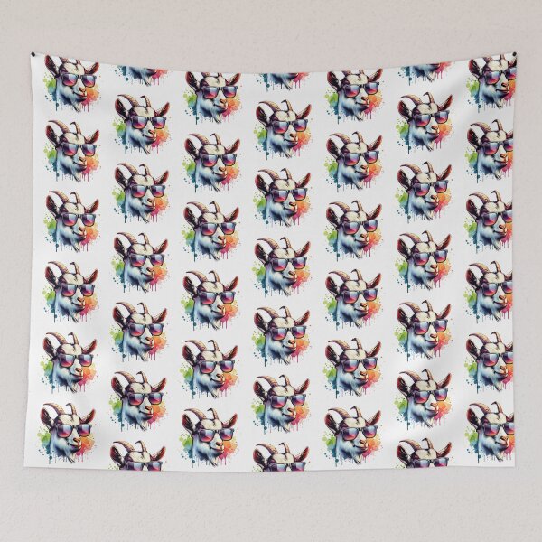 Item preview, Watercolor Goat Wearing Sunglasses designed and sold by TheAnimalZ00.