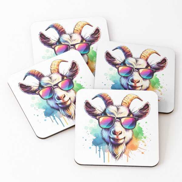 Item preview, Watercolor Goat Wearing Sunglasses designed and sold by TheAnimalZ00.