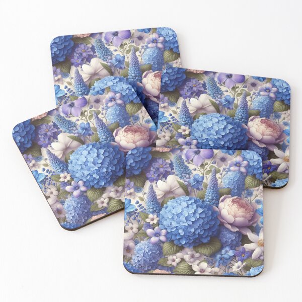 Item preview, Blue Blossoms - Floral Art Print in Cool Tones designed and sold by lloreleya.