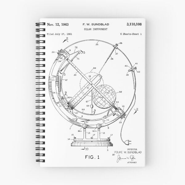 Item preview, Solar Instrument 1963 Patent Blueprint White Background designed and sold by Peek-Designs.
