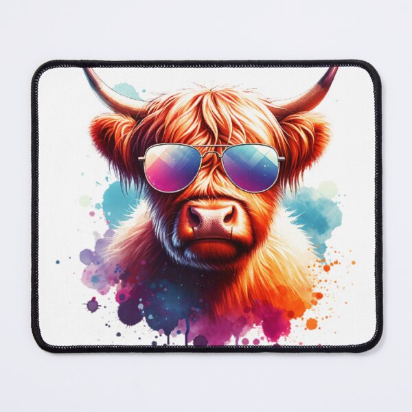 Item preview, Watercolor Scottish Highland Cow Wearing Sunglasses designed and sold by TheAnimalZ00.