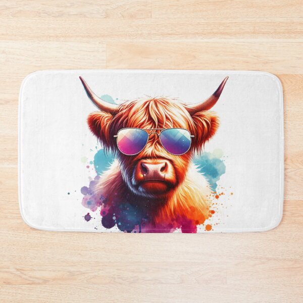 Item preview, Watercolor Scottish Highland Cow Wearing Sunglasses designed and sold by TheAnimalZ00.