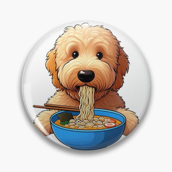 Item preview, Noodle Lover Goldendoodle Eating Ramen designed and sold by SellingWSarah17.