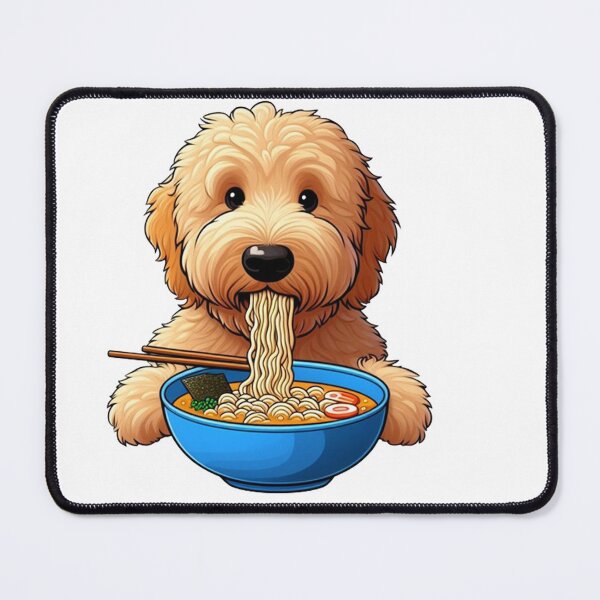 Item preview, Noodle Lover Goldendoodle Eating Ramen designed and sold by SellingWSarah17.