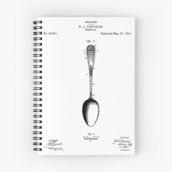 Artikelvorschau, Löffel 1890 Vintage Patent Kunst auf weißem Hintergrund entworfen und verkauft von Peek-Designs.