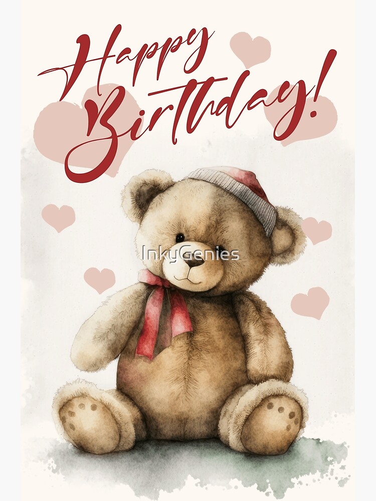 Niece Birthday Card Printable, Cute Teddy Bear Birthday Card - View #9