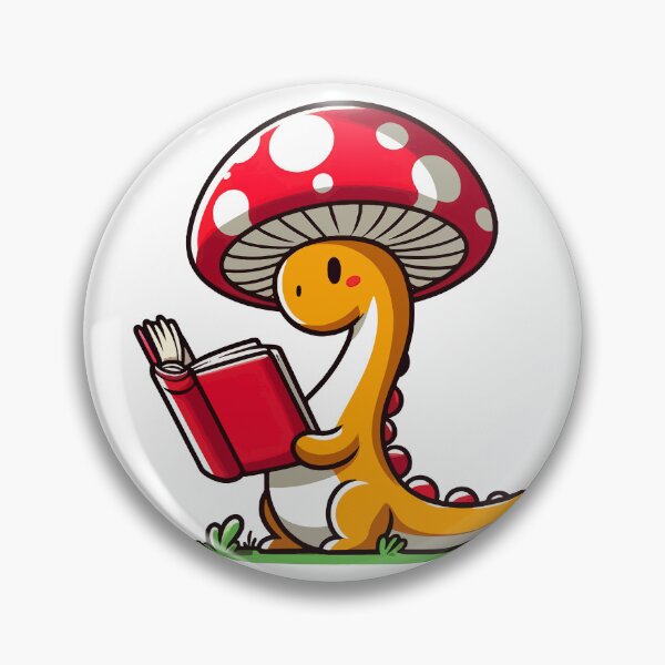 Item preview, Libro de lectura Kawaii simple con sombrero de seta, dinosaurio, brontosaurio designed and sold by TomFrontierArt.