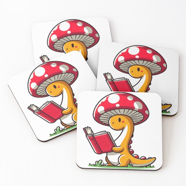 Item preview, Kawaii simple Mushroom Hat Dinosaur Brontosaurus Reading Book designed and sold by TomFrontierArt.
