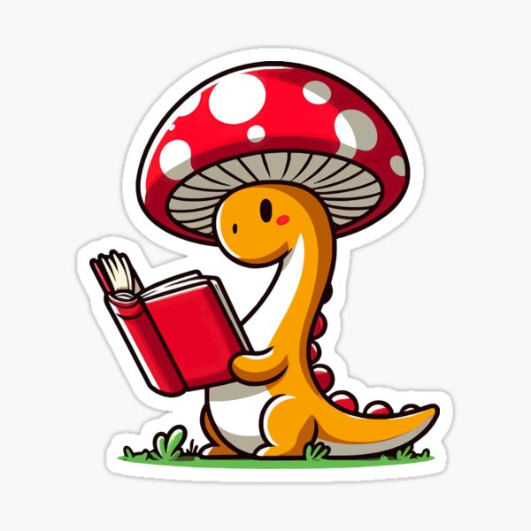 Artikel-Vorschau von Kawaii einfaches Pilzhut Dinosaurier Brontosaurus Lesebuch, designt und verkauft von TomFrontierArt.