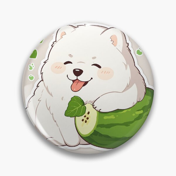 Item preview, Samoyed dog falls in love with green melon designed and sold by GOTJIm.