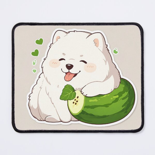 Item preview, Samoyed dog falls in love with green melon designed and sold by GOTJIm.
