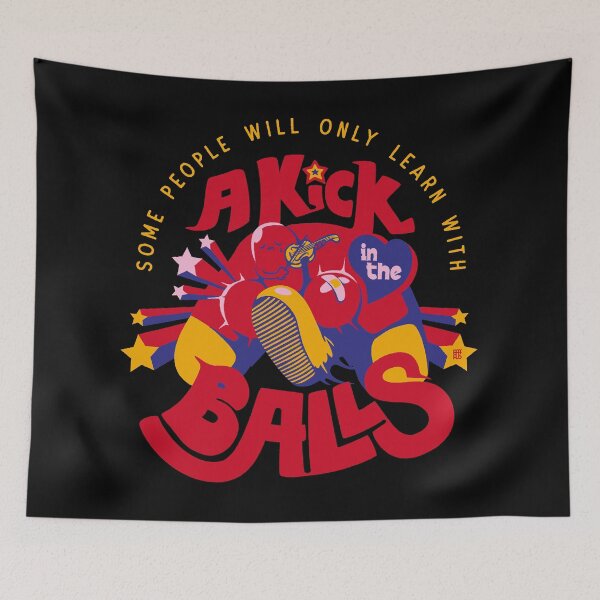 Item preview, Learn With Violence Kick In The Balls Black Background designed and sold by raffaus.