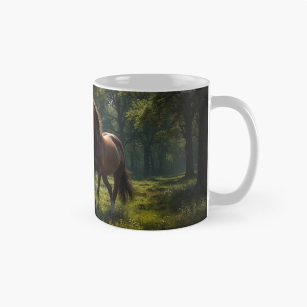 Item preview, Beautiful brown horse in the green forest, dark mode tones designed and sold by digoarpi.