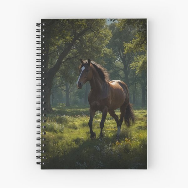 Item preview, Beautiful brown horse in the green forest, dark mode tones designed and sold by digoarpi.