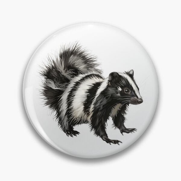 Aperçu de l'œuvre Skunk énigmatique avec une fourrure noire et blanche emblématique créée et vendue par NatureSyllabus.