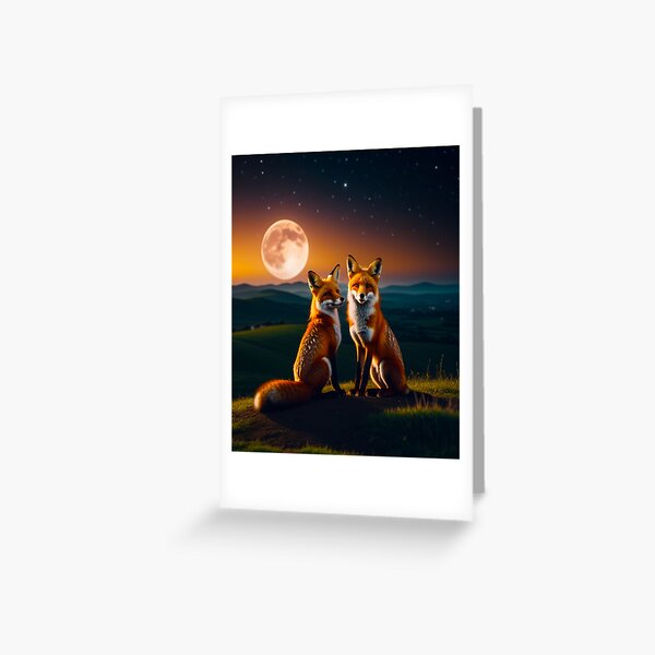 Item preview, Two foxes against the backdrop of a solar eclipse designed and sold by LOKOthing.