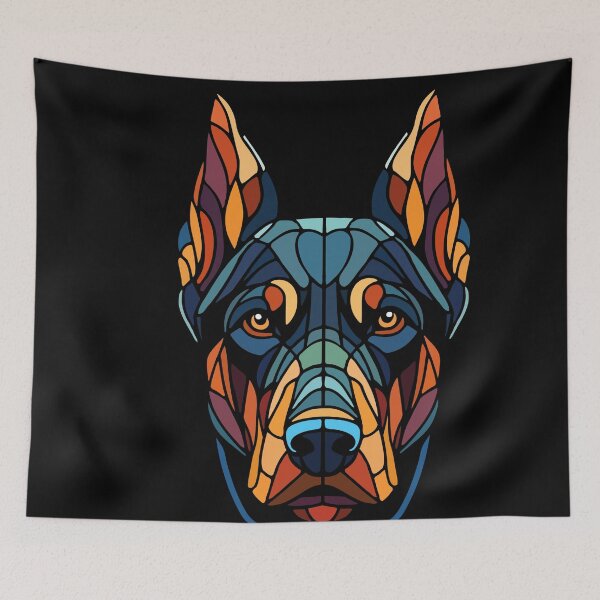 Item preview, Doberman dog geometric art, pop art, polygonal illustration designed and sold by CutOriginalArt.