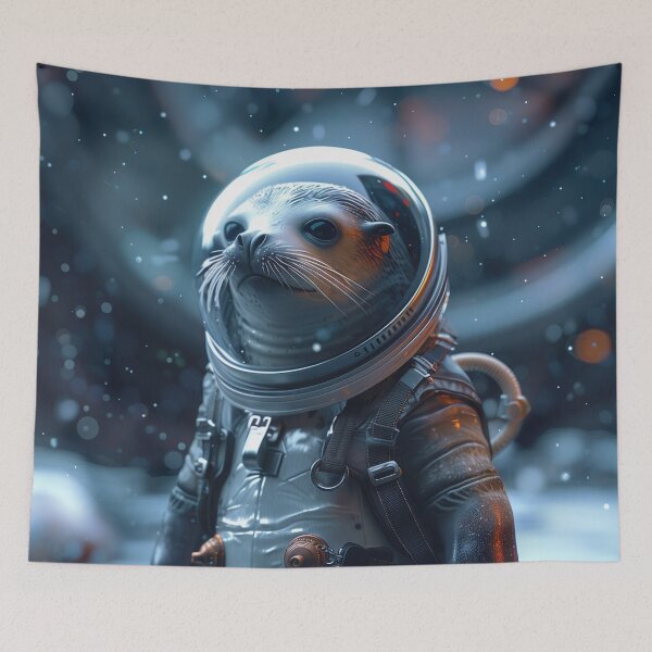 Item preview, Curious Cute Seal Astronaut Venturing on Foreign Planet in Outer Space designed and sold by Mullet Monkey.