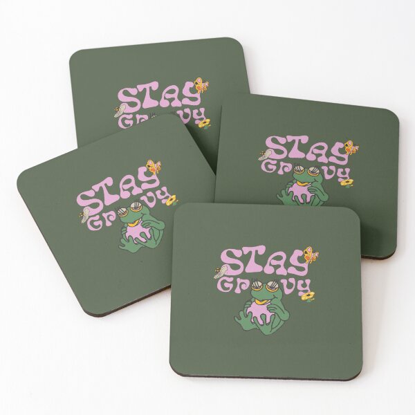 Item preview, Stay Groovy | Frog Illustration | Green Background designed and sold by RM-Journey.