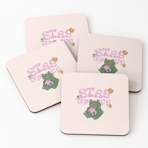 Item preview, Stay Groovy | Frog Illustration | Pastel Pink Background designed and sold by RM-Journey.