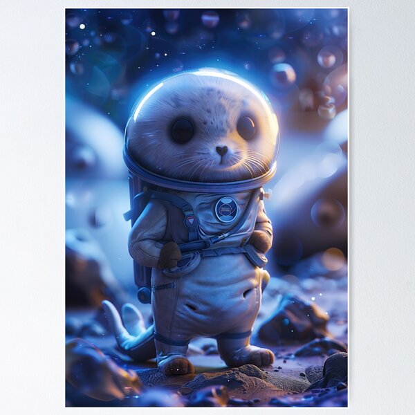 Item preview, Cute Seal Astronaut Wearing Space Suit Exploring Foreign Planet designed and sold by Mullet Monkey.