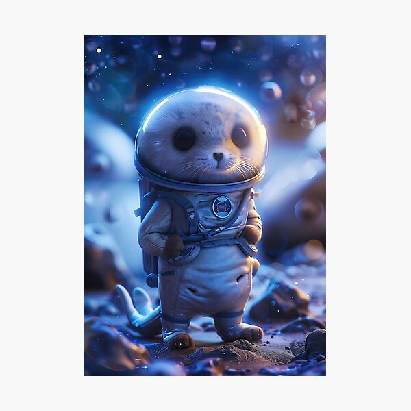 Item preview, Cute Seal Astronaut Wearing Space Suit Exploring Foreign Planet designed and sold by Mullet Monkey.