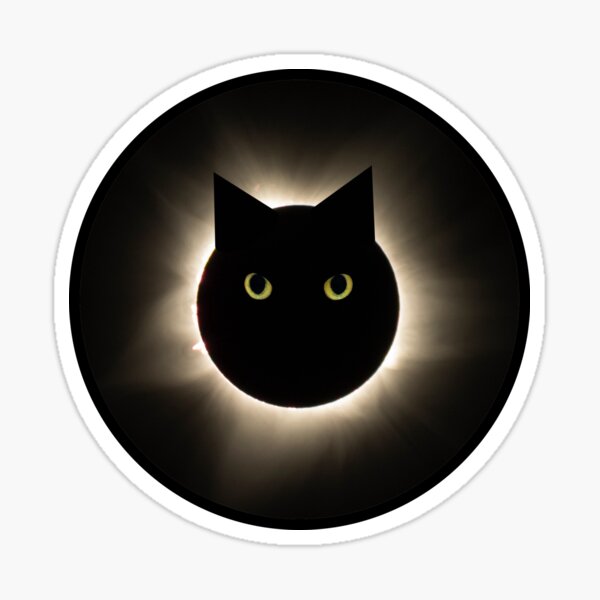 Black Cat Solar Eclipse Sticker