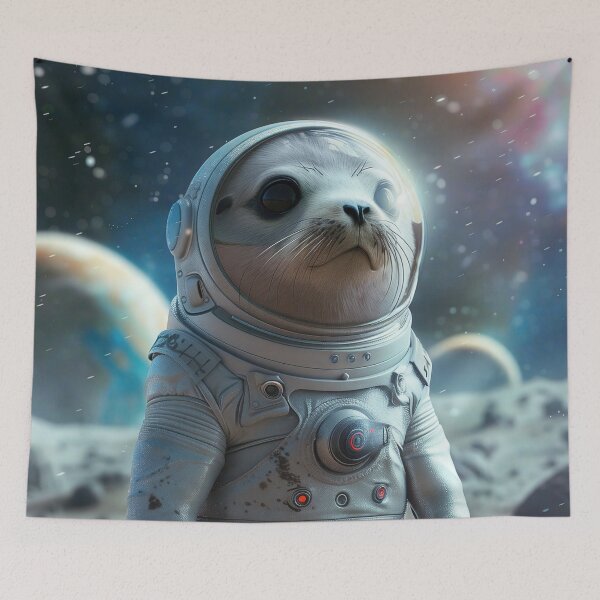 Item preview, Cute Little Seal Astronaut in Space Suit Exploring Solar System designed and sold by Mullet Monkey.