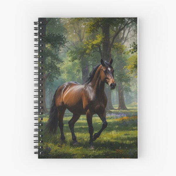 Item preview, Beautiful brown horse in the green forest, dark mode tones designed and sold by digoarpi.