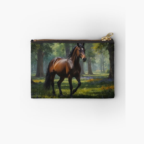 Item preview, Beautiful brown horse in the green forest, dark mode tones designed and sold by digoarpi.