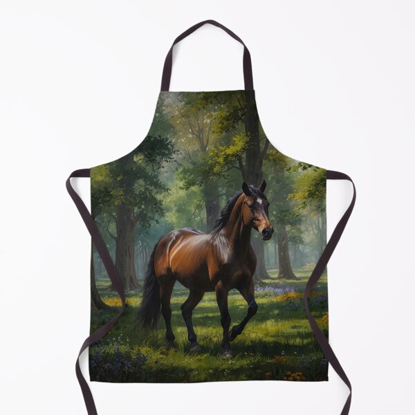Item preview, Beautiful brown horse in the green forest, dark mode tones designed and sold by digoarpi.