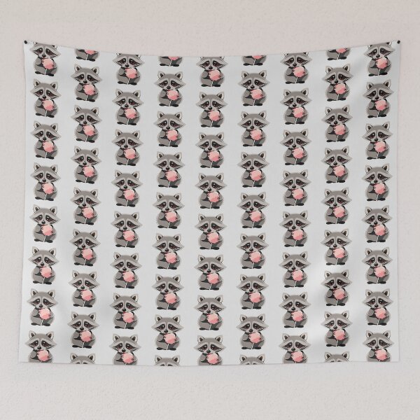 Item preview, Racoon Cotton Candy Pink Eating designed and sold by ArtPuffen.