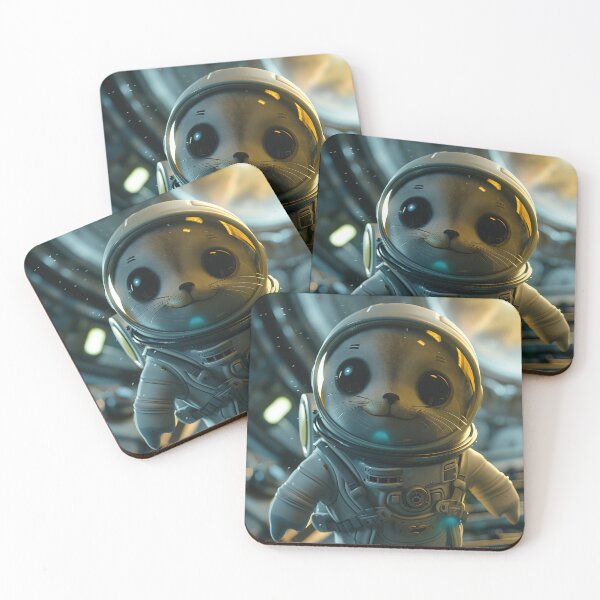 Item preview, Cute Little Seal Astronaut Floating Around in Galaxy Space Station designed and sold by Mullet Monkey.