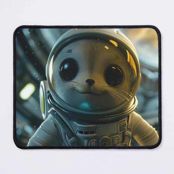 Item preview, Cute Little Seal Astronaut Floating Around in Galaxy Space Station designed and sold by Mullet Monkey.