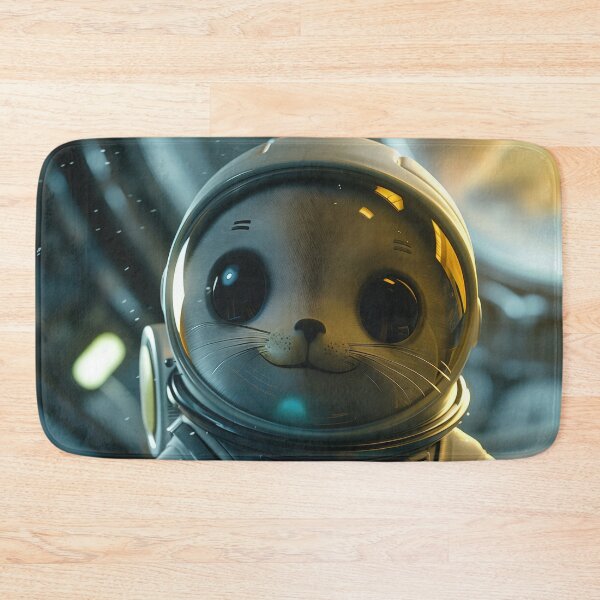Item preview, Cute Little Seal Astronaut Floating Around in Galaxy Space Station designed and sold by Mullet Monkey.