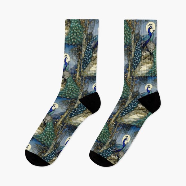 Item preview, Classic Vintage Pair Peacocks in Forest designed and sold by TheDarkWardrobe.