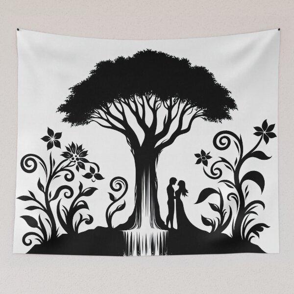 Item preview, Embracing Under the Tree of Life: Silhouette Artistry designed and sold by ArtComixHaven.