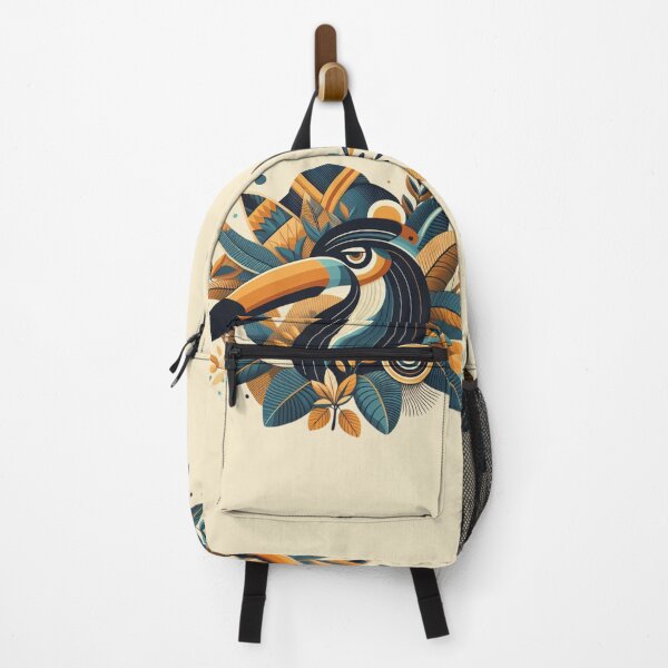 Item preview, Angry Toucan bird, in native style, natural Earth colors designed and sold by coloursforkids.