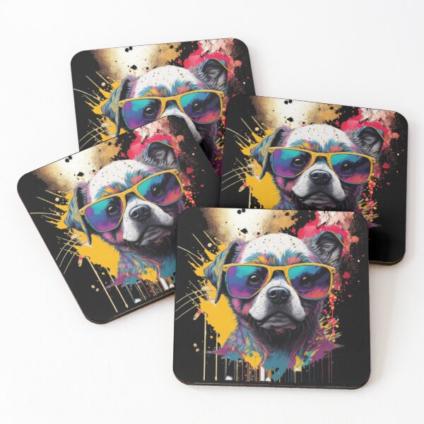 Artikelvorschau, Cooler Baby Hunde Welpe auf Aquarell Farbklecksen entworfen und verkauft von Ecmoprints.